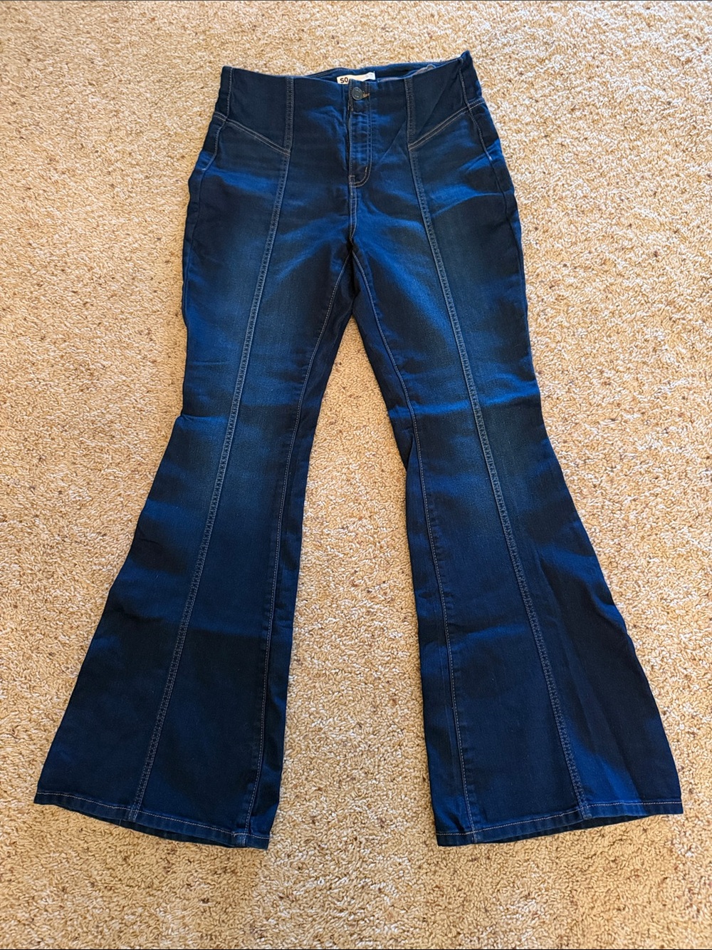 SO Goods for Life Junior’s Dark Blue Flare Jeans - Size 13/31W High Waist Flare